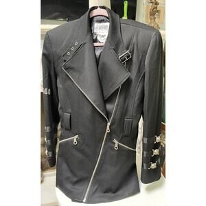 PARASUCO Vintage Black Silver Zipper jacket Blazer Wool 5 6 Canada